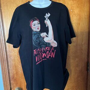 Ninja Strong shirt - women's TECH LIKE A WOMAN with wrench black tshirt - 2XL